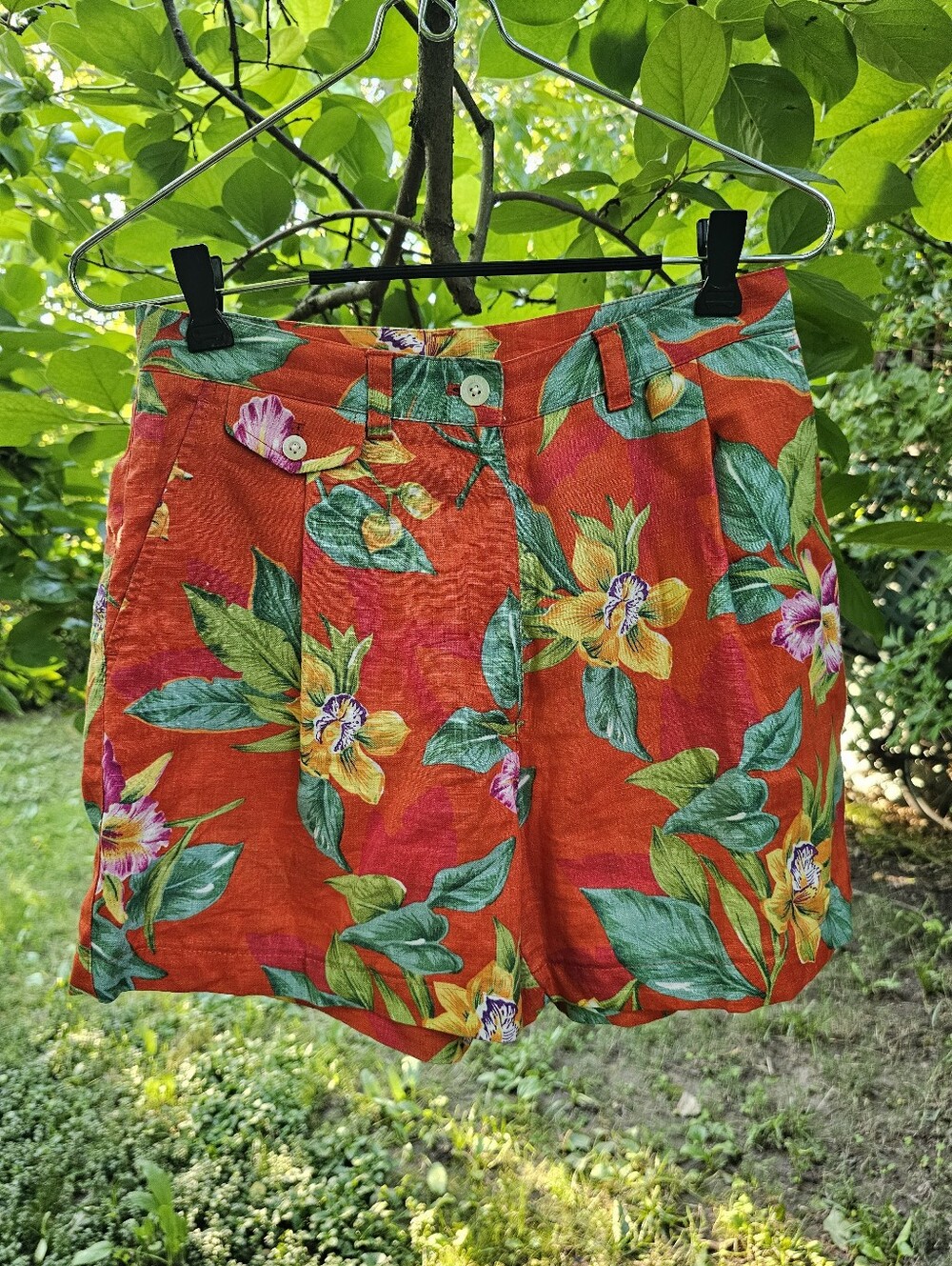 Ralph Lauren Orange Orchid Tropical Linen Shorts